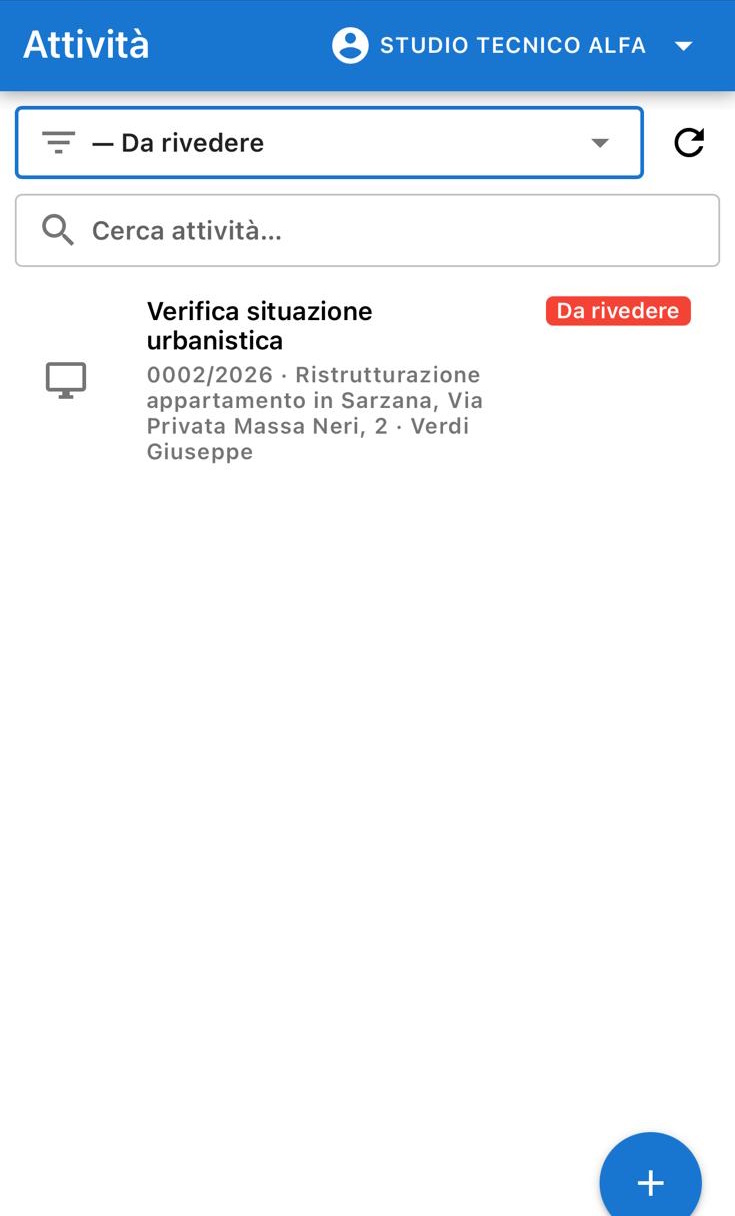 Lista attività filtrata su Da rivedere