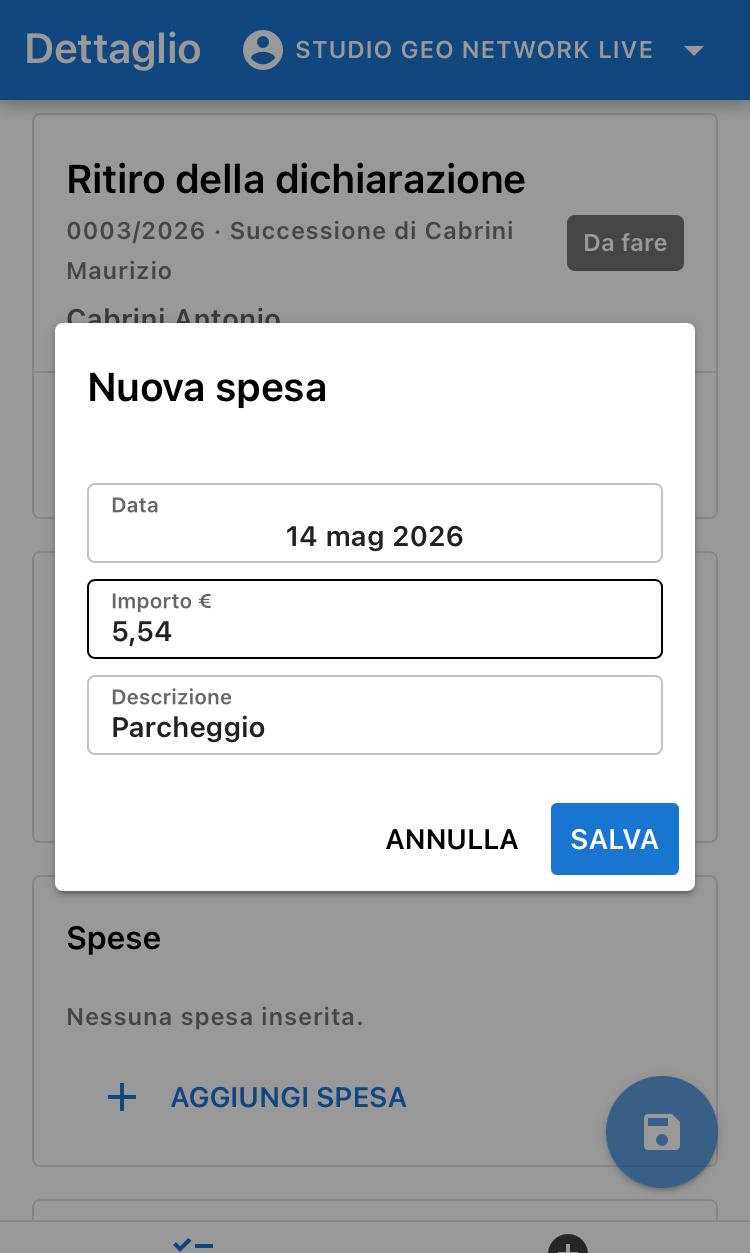 Dialog di inserimento spesa