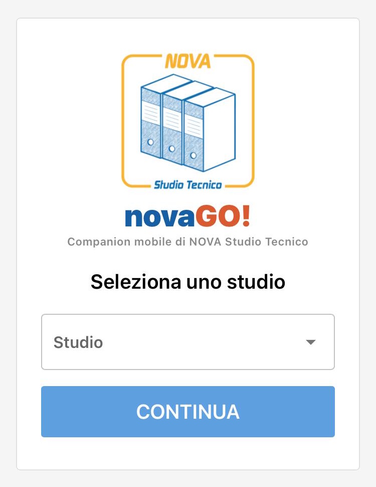 Schermata di selezione studio dopo il login