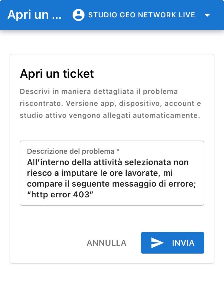 Form Apri un ticket dell'app novaGO!